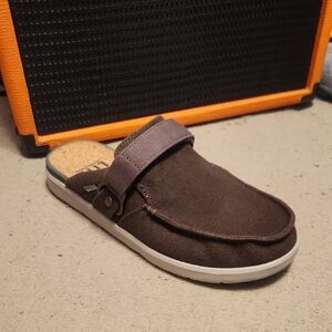 Sanuk Men's Happy Hour Lite Brown Canvas Slip-On Mule